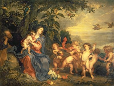 O resto da fuga para o Egito (virgem com perdizes) início dos anos 1630 (óleo sobre tela de Anthony van Dyck